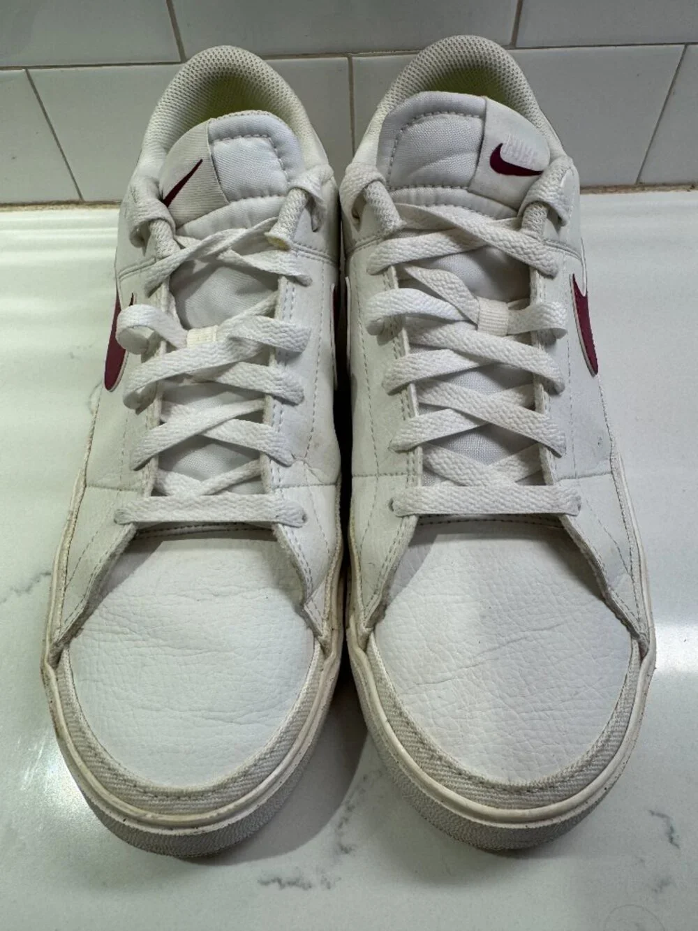Nike Court Legacy Next Nature White Rosewood Leather Low Top Lace Up Sneakers Me